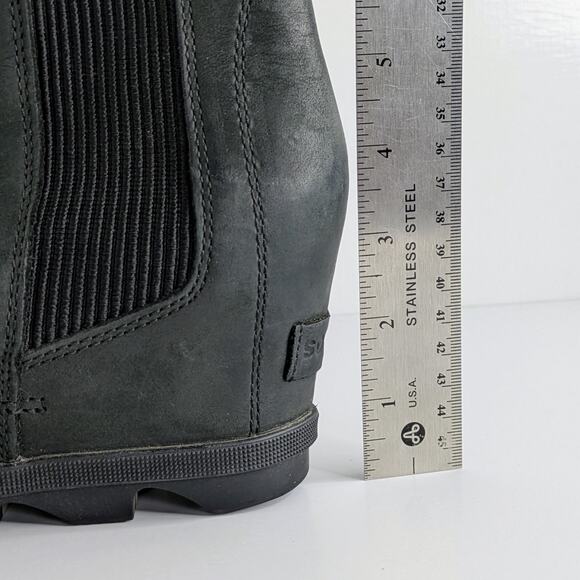 Sorel Joan of Arctic Wedge II Chelsea Boots Black Leather W 8 Waterproof - Picture 13 of 16